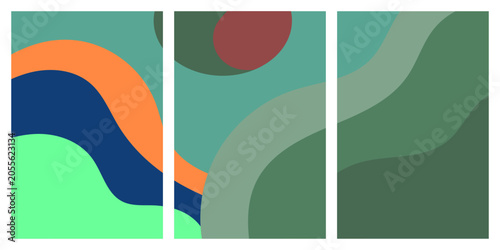 Schilderij op canvas Abstract organic shapes in a soothing palette of green and blue tones