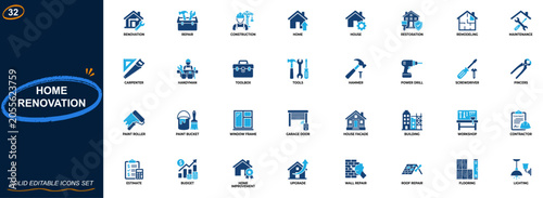Tableau sur toile Home renovation and repair icon set