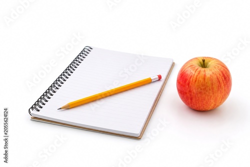 notebook and apple