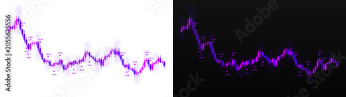 Quadro su tela PNG image of Abstract purple line graph illustration, data visualization with fl