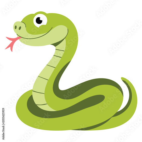 Canvastavla Snake emoji vector illustration isolated on white background, ideal for reptile themes, wildlife graphics, animal icons and cartoon nature designs