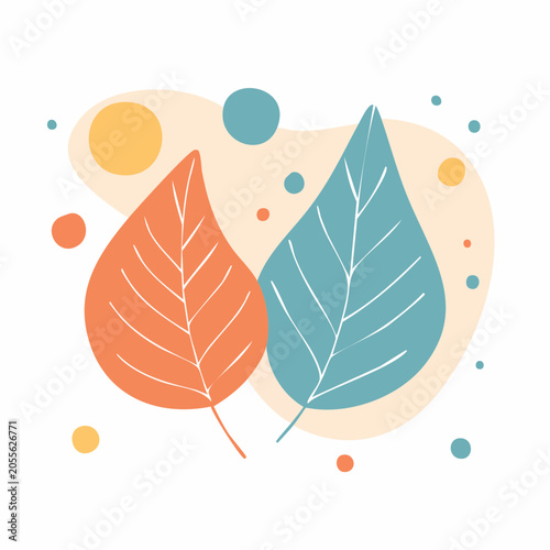 Abstract Autumn Leaves with Dots