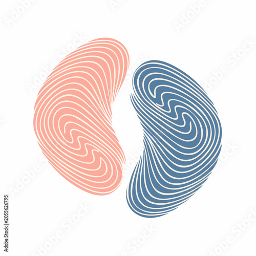 Abstract Organic Shapes with Wavy Lines