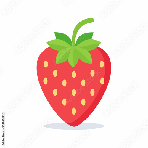 Flat illustration of a single strawberry