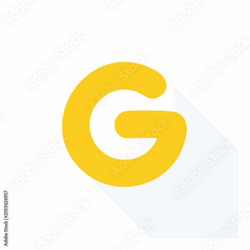 Google Logo G Letter Yellow Flat Design with Shadow