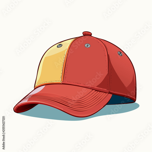 Red and yellow baseball cap illustration