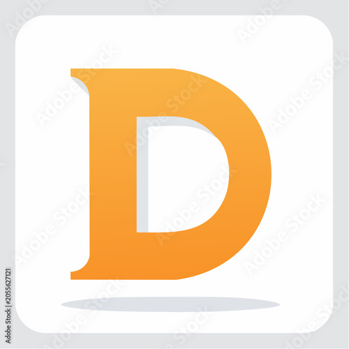 Orange Letter D Icon with Shadow