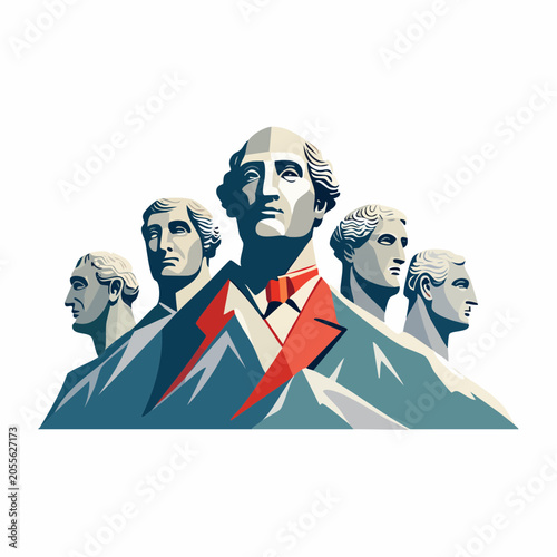 Stylized Mount Rushmore with US Presidents
