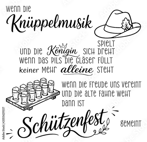 Tableau sur toile Eigener deutscher Text Reim in einem Lettering zum Thema Schützenfest