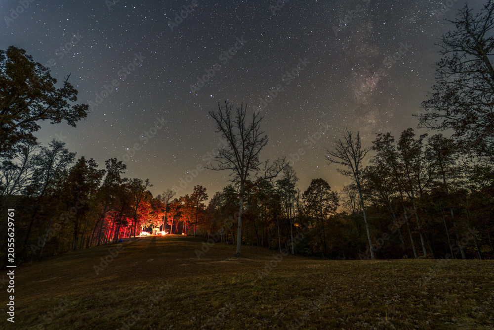 Fototapeta premium Starry Night Over Bonfire in WV