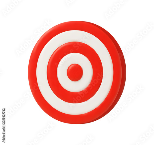 Canvastavla Red and white 3D target icon isolated on white, no arrows