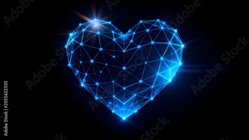 Blue glowing heart network design