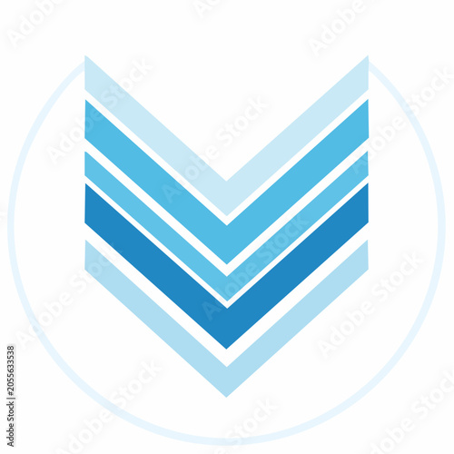 Abstract Blue Chevron Layers in Circle