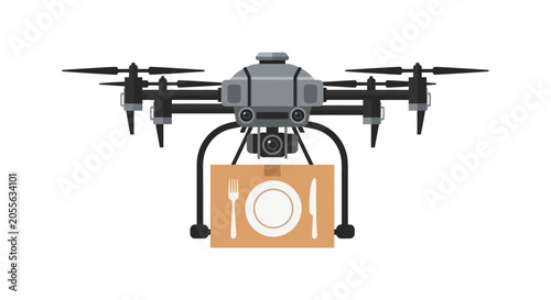 Drone delivering food, drone delivery concept, modern technology