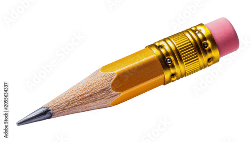 Photos Yellow wooden pencil with graphite tip and pink eraser, isolated on transparent