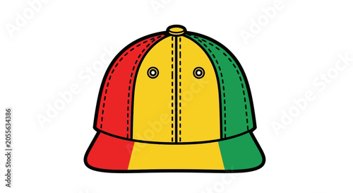 Foto Colorful baseball cap, rasta hat, fashion accessory, illustration