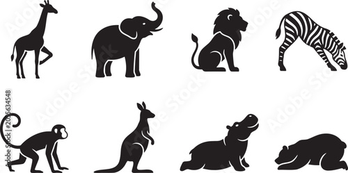 Photography Classic African safari animals standing majestically in clean profile layouts