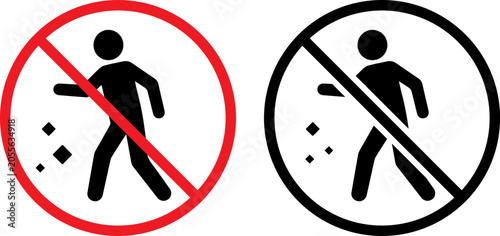 Photos No littering sign icons, do not drop trash symbols