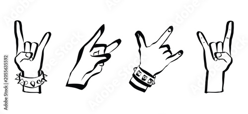 Photography Heavy metal hand gesture doodle with devil horns sign