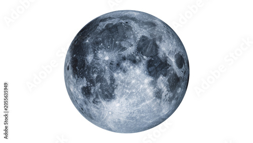 Bild auf Leinwand Detailed full moon with craters and maria, isolated on transparent background