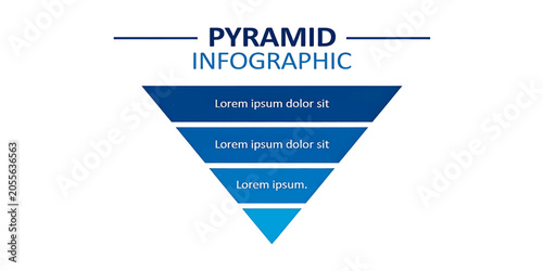 Inverted Blue Pyramid Infographic Template with 3 Levels