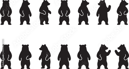Vászonkép Large grizzly bear silhouettes standing and walking on all fours
