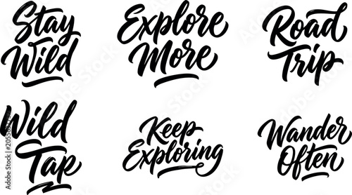 Adventure Travel Hand Lettering Quotes Bundle with Road Trip Typography Set