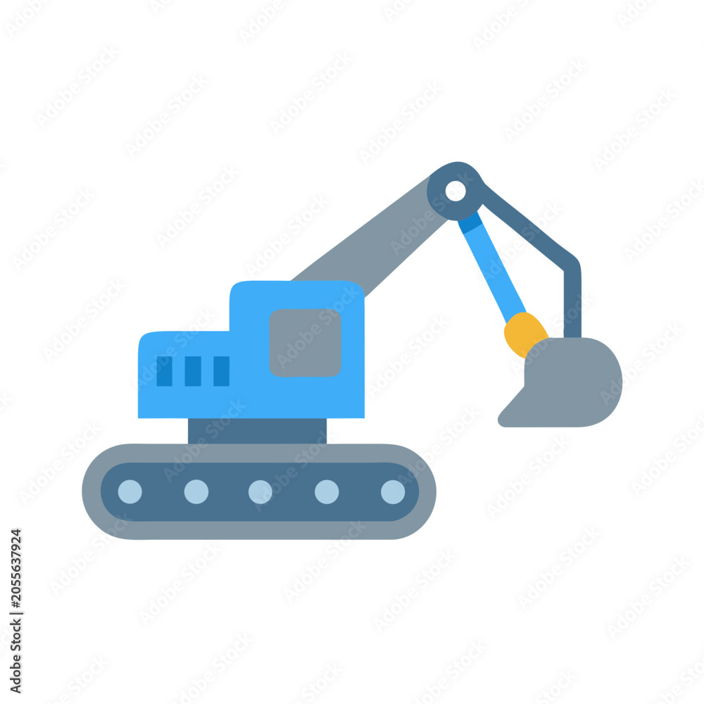 Obraz premium Illustration of a stylized excavator in blue and gray tones over a black background.