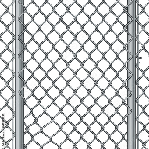 Metal net fence vector background