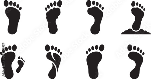 Billede på lærred Human footprints and barefoot tracks stepping on ground