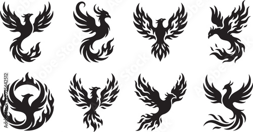 Quadro su tela Magnificent phoenix firebird rising with burning feathers spread