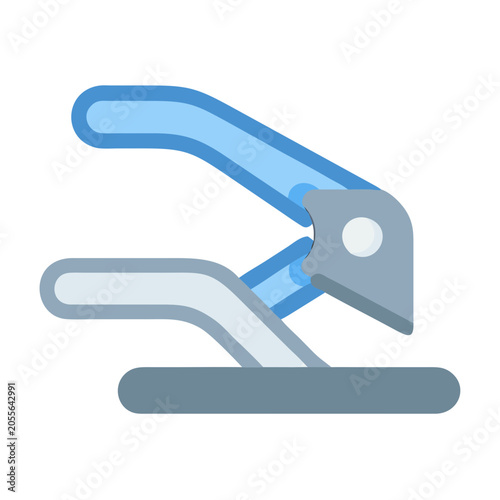 Foto Isolated light blue and grey hole puncher on black background for office use