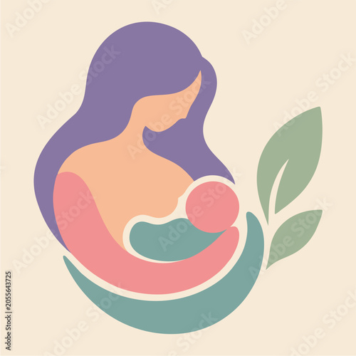 Fotografía Pastel Minimalist Breastfeeding Concept Abstract Mother and Baby Nurturing Care