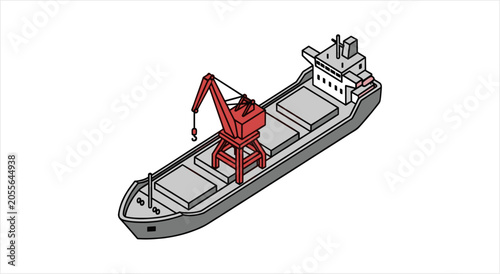 Fotografía Cargo Ship with Onboard Crane for Loading and Unloading.