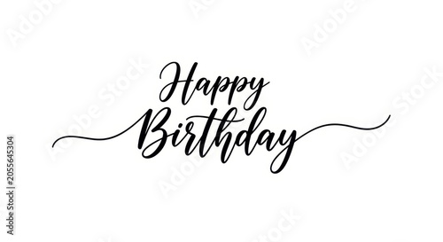 Happy birthday calligraphy text isolated on white background