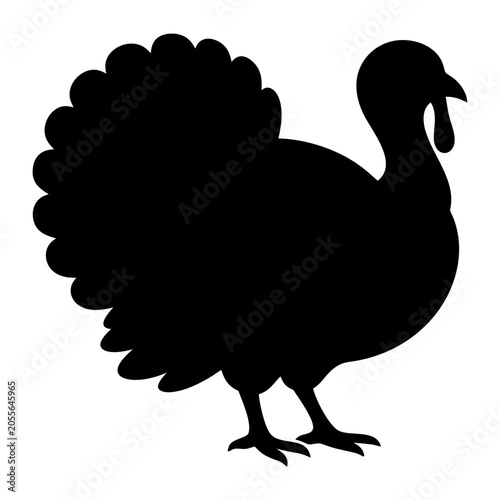 Black turkey silhouette isolated on transparent background, perfect for thanksgiving day designs, autumn harvest celebration, vinyl decals, and laser engraving