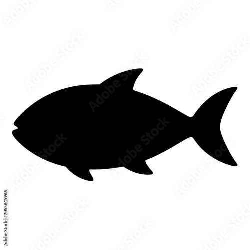 Black fish silhouette isolated on transparent background, perfect for seafood restaurant logos, fishing club branding, vinyl decals, and laser engraving