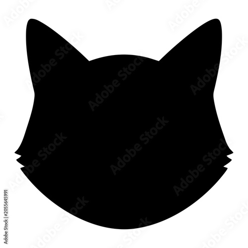 Black cat head silhouette isolated on transparent background, perfect for halloween designs, mystical branding logos, vinyl decals, and laser engraving