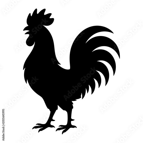 Black rooster silhouette isolated on transparent background, perfect for farmhouse decor, poultry farming logos, vinyl decals, and laser engraving