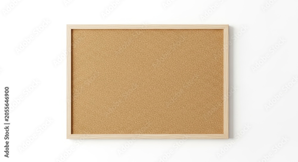 Fototapeta premium Empty cork board with wooden frame isolated on white background