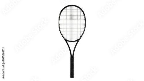Canvastavla Black tennis racket with strings and grip, isolated on transparent background