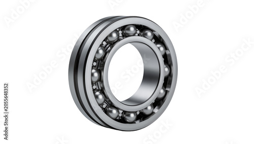Foto Shiny metal ball bearing with multiple spheres, isolated on transparent backgrou