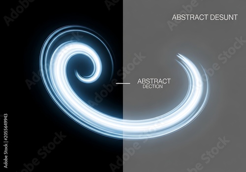 Abstract Light Swirl Effect with Glowing Particles on Black and Grey Background