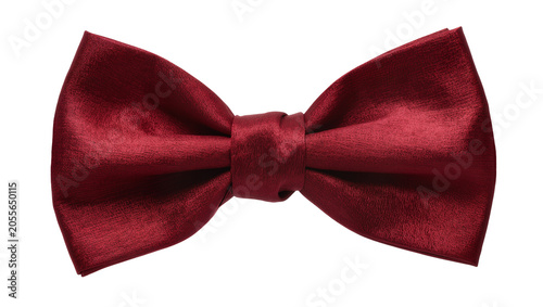 Valokuva Deep red satin bow tie accessory, elegantly tied and isolated on transparent bac
