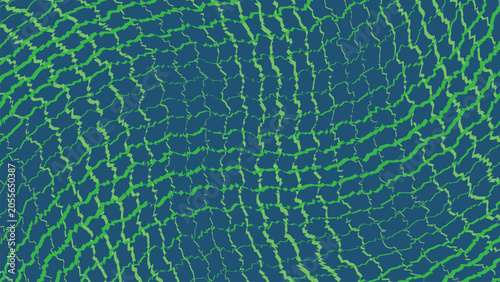 Abstract green cracked pattern on a dark blue background