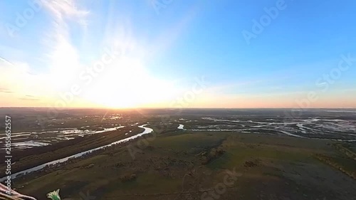 Sunset flight with river view