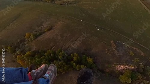 Children flight on tandem paraglide