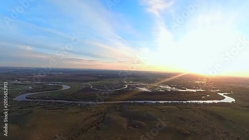 Sunset flight with river view