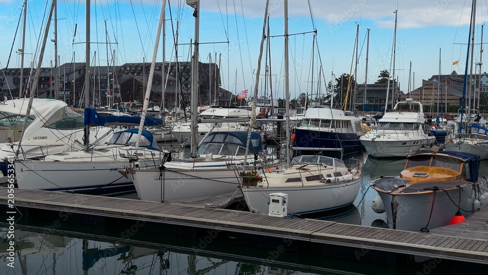Fototapeta premium Seaside resort on the English Channel coast of Trouville-sur-Mer, Normandy, France, October 20, 2025