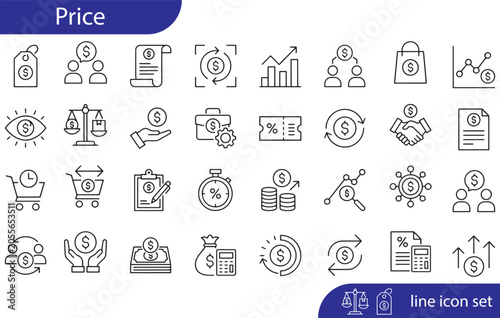 Tableau sur toile Price icon set. Invoice and discount